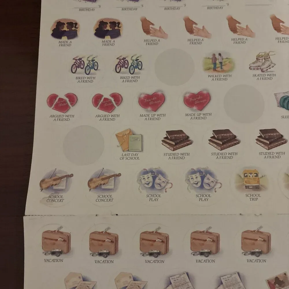 American Girl Calendar Stickers From 1998 Year Calendar